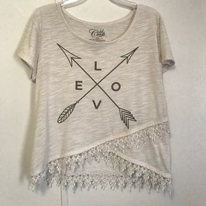 Cold Crush XS Off white Hi-low L O V E Crop top